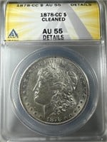 1878-CC Silver Morgan Dollar AU55 ANACS