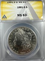 1881-S Silver Morgan Dollar MS63 ANACS
