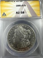 1881-O Silver Morgan Dollar AU58 ANACS