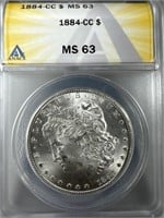 1884-CC Silver Morgan Dollar MS63 ANACS