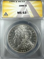 1886 Silver Morgan Dollar MS63 ANACS