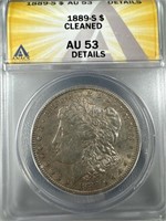 1889-S Silver Morgan Dollar AU53 ANACS
