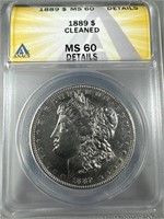 1889 Silver Morgan Dollar MS60 ANACS