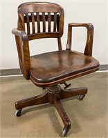 Vintage Wooden Banker's Rolling Chair