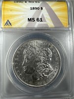 1890 Silver Morgan Dollar MS61 ANACS