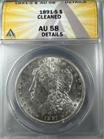 1891-S Silver Morgan Dollar AU58 ANACS
