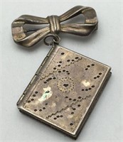 Sterling Silver Book & Bow Broach