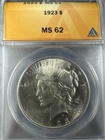 1923 Silver Peace Dollar MS62 ANACS
