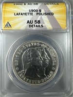 1900 Lafayette silver commemorative dollar AU58