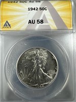 1942 Silver Walking Liberty Half-Dollar AU58