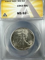 1943 Silver Walking Liberty Half-Dollar MS62