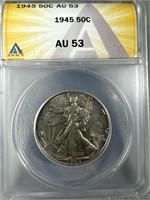 1945 Silver Walking Liberty Half-Dollar AU53