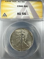 1946 Silver Walking Liberty Half-Dollar AU55