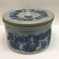 Robinson Clay Blue Saltglaze Crock With Lid