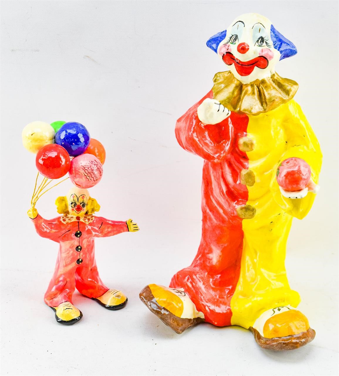 2 Paper Mache Clown Figurines, Sanchez de Acapulco