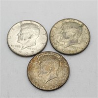 3 1967 Silver Kennedy Half Dollars