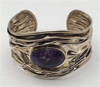 Sterling Silver Mexico Purple Stone Bracelet