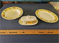 Autumnal Bowl, Platter, & Butter Dish