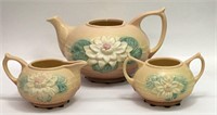 Hull Art Pottery Tea Pot, Cream And Sugar
