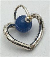 Sterling Silver Blue Stone Heart Pendant