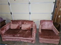 Pink Loveseat 62" x 33" x 26"