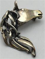 Sterling Silver Horse Face Broach