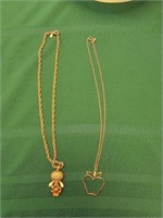 2 gold necklaces w/ gold charms # 2