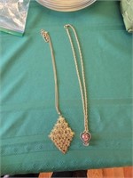 2 gold necklaces w/ gold charms #1