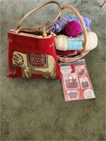 Yarn Bag w/ yarn & patterns