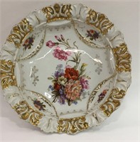 Floral Porcelain Bowl With Gilt Trim