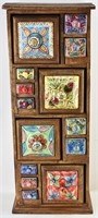 Wooden Curio Cabinet with Ceramic Drawers