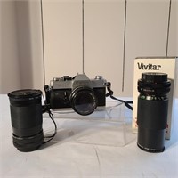 Canon FTb Camera w/ 2 Vivitar Lenses and strap