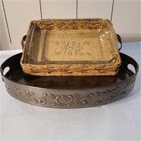 Vintage Service Tray and Dish Lot