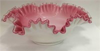 Silvercrest Pink & White Case Glass Large Bowl
