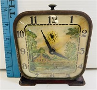 Vintage Fairview Lux Alarm Clock Country Scene
