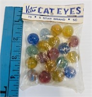 Vintage NOS Vitro Cat Eyes Marbles