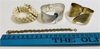Vintage Lot of 4 Costume Jewelry Bracelets