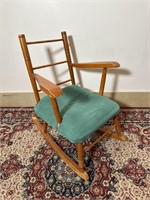 Vintage Kids Wooden Rocking Chair Padded Seat