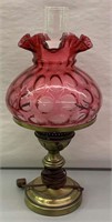 Cranberry Glass Thumbprint Parlor Lamp