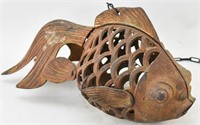 Cast Iron Koi Fish Candlestick Holder Lantern