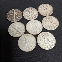 8 WALKING LIBERTY HALF DOLLARS