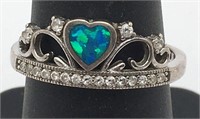 Sterling Silver Opal Tiara Ring