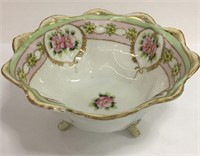 Nippon Hand Painted Porcelain Footed Bowl