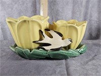 MCCOY POTTERY TULIP SWALLOW BIRD DOUBLE PLANTER