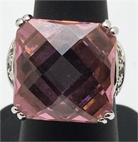 Sterling Silver Pink Stone Ring