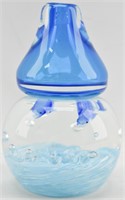 Blue Dolphin Art Glass Bud Vase