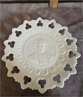 CHRISTOPHER COLUMBUS MILK GLASS SOUVENIR PLATE