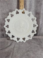 CHRISTOPHER COLUMBUS MILK GLASS SOUVENIR PLATE