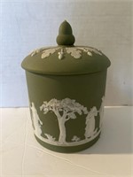 Vintage Green Wedgwood Jar with Lid