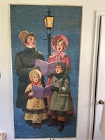 Vintage Huge Christmas Carolers Poster - signed